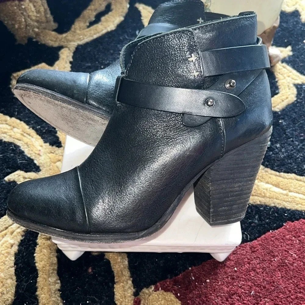 Rag & Bone Women’s Black Leather Ankle Booties, Boots Shoes Size 7